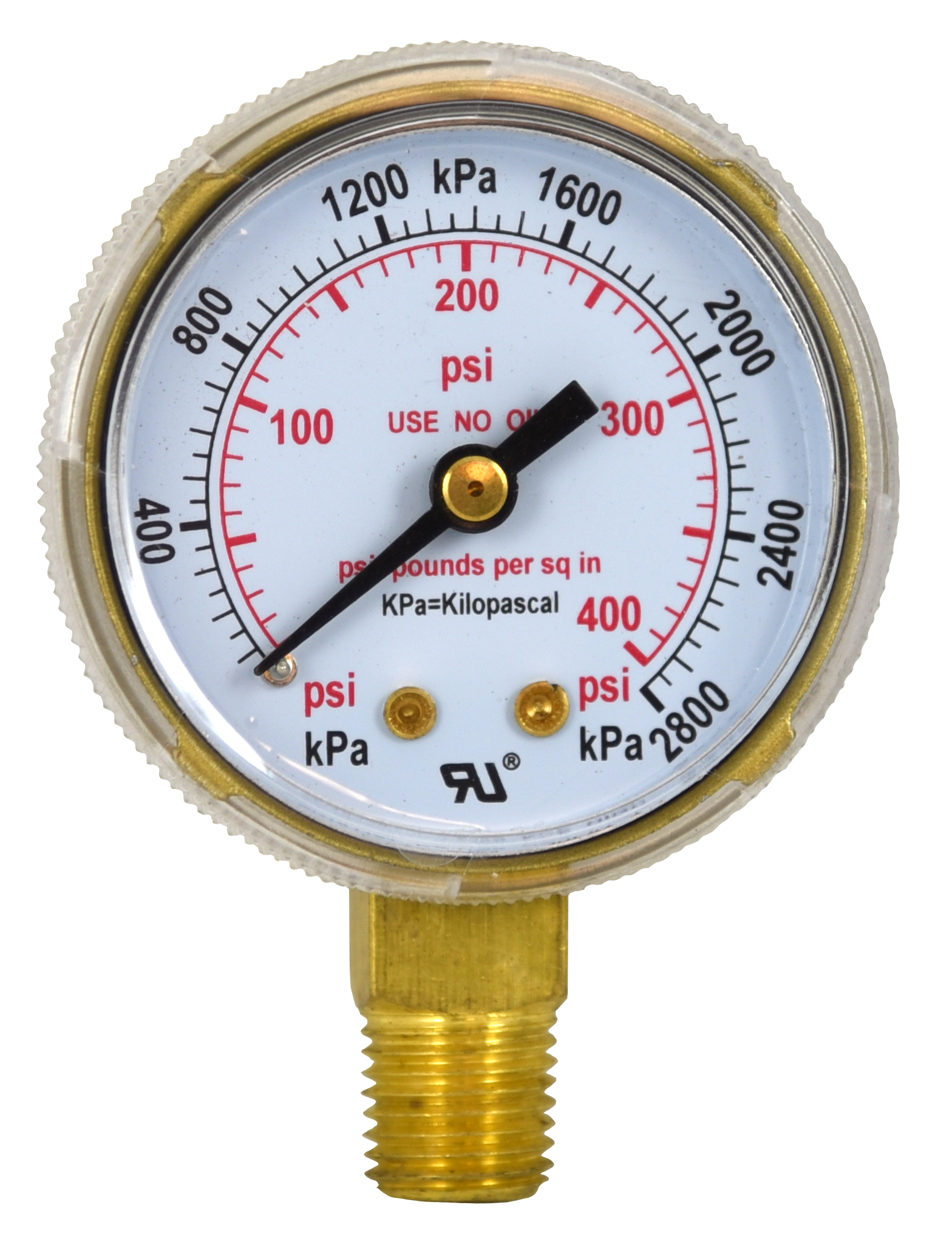 pressure gauge, 2in X 400 psi 0.25in 18 NPT